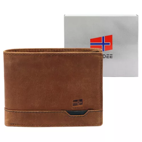  Pánska kožená peňaženka Nordee HJORT N992 v koňakovej farbe 12,5 x 9,5 x 3 cm