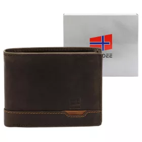    Pánska kožená peňaženka Nordee HJORT N992 hnedá 12,5 x 9,5 x 3 cm
