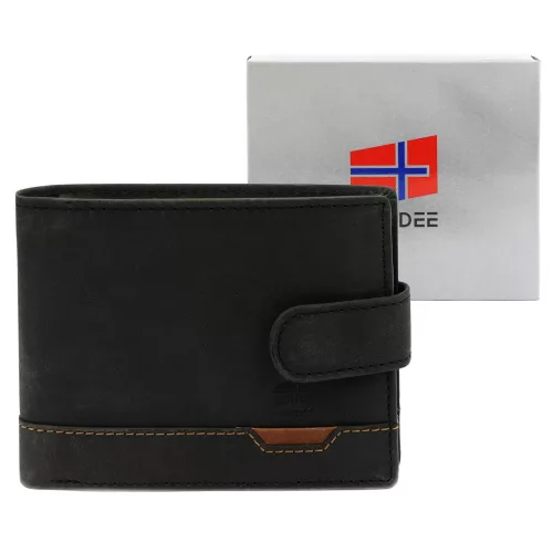  Pánska peňaženka Nordee HJORT N992L z čiernej hovädzej kože 13 x 9,5 x 3 cm