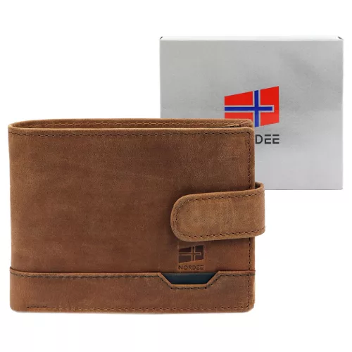  Pánska kožená peňaženka Nordee HJORT N992L v koňakovej farbe 13 x 9,5 x 3 cm