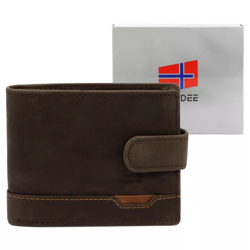  Pánska kožená peňaženka Nordee HJORT N992L hnedej farby 13 x 9,5 x 3 cm