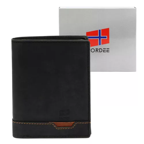  Nordee HJORT N4 čierna pánska kožená peňaženka 9,5 x 12,5 x 3 cm