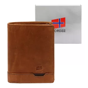    Pánska kožená peňaženka Nordee HJORT N4 v koňakovej farbe 9,5 x 12,5 x 3 cm