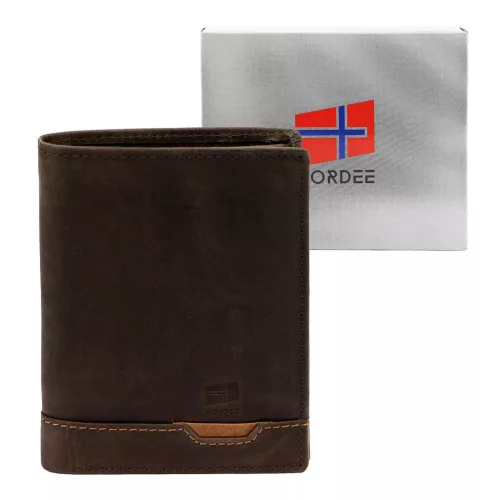  Pánska kožená peňaženka Nordee HJORT N4 hnedá 9,5 x 12,5 x 3 cm