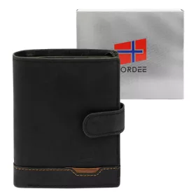    Nordee HJORT N4L čierna pánska kožená peňaženka 10,5 x 12,5 x 3 cm