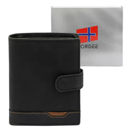  Nordee HJORT N4L čierna pánska kožená peňaženka 10,5 x 12,5 x 3 cm