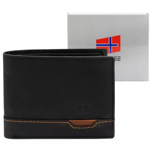  Nordee HJORT 035 čierna pánska kožená peňaženka 11 x 9 x 2,5 cm