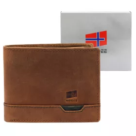    Pánska kožená peňaženka Nordee HJORT 035 v koňakovej farbe 11 x 9 x 2,5 cm