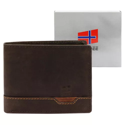  Pánska kožená peňaženka Nordee HJORT 035 hnedá 11 x 9 x 2,5 cm