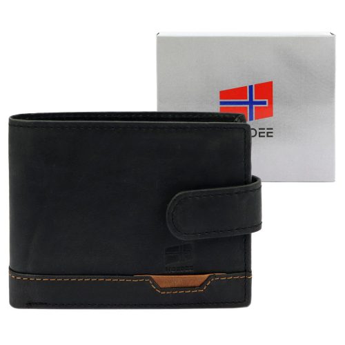  Nordee HJORT 035L čierna pánska kožená peňaženka 11,5 x 9 x 2,5 cm