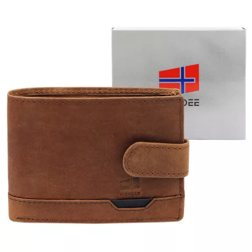  Pánska kožená peňaženka Nordee HJORT 035L v koňakovej farbe 11,5 x 9 x 2,5 cm
