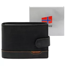    Nordee HJORT 8806A čierna pánska kožená peňaženka 13 x 9,5 x 3 cm