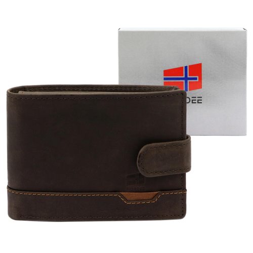  Pánska kožená peňaženka Nordee HJORT 8806A hnedá 13 x 9,5 x 3 cm