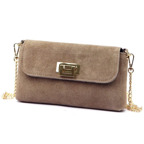 Luka 25-001 taupe női velúr bőr bőr kézitáska 22 x 12.5 x 6 cm