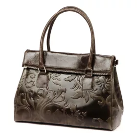    Dámska kožená kabelka cez rameno, crossbody kabelka Luka 20-054 MN tmavohnedá 36 x 26 x 14 cm