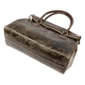    Dámska kožená kabelka cez rameno, crossbody kabelka Luka 20-054 MN tmavohnedá 36 x 26 x 14 cm