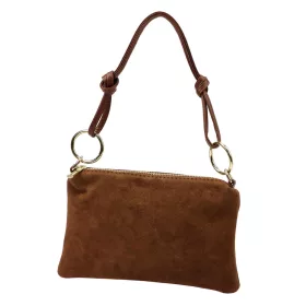    Dámska hnedá semišová kožená kabelka Luka 24-097 MN 24 x 15,5 x 4 cm