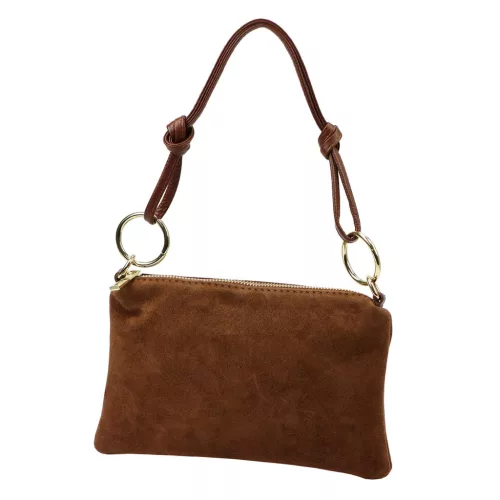  Dámska hnedá semišová kožená kabelka Luka 24-097 MN 24 x 15,5 x 4 cm