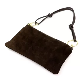    Dámska hnedá semišová kožená kabelka Luka 24-097 MN 24 x 15,5 x 4 cm