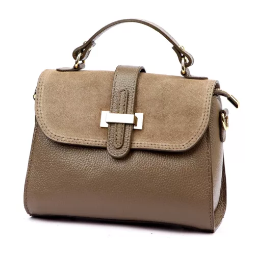  Dámska kožená kabelka Luka 25-035 taupe, taška cez rameno 24,5 x 19 x 10 cm