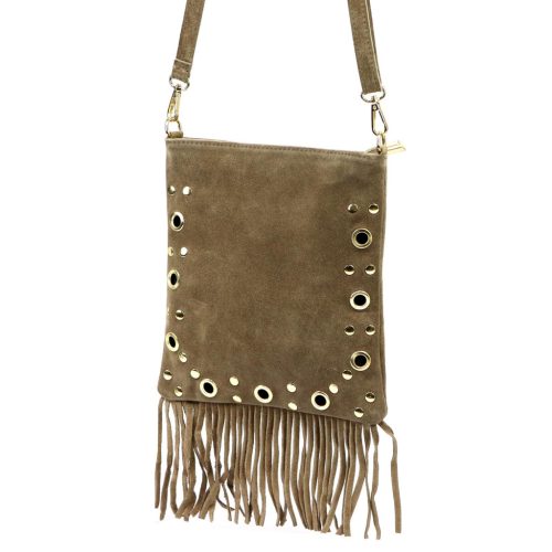 Luka 25-037 taupe női velúr bőr bőr kézitáska 22 x 24 x 4 cm