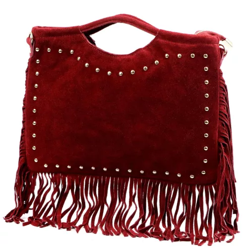  Dámska kožená kabelka Luka 25-018 bordovej farby, crossbody 34 x 25 x 5 cm