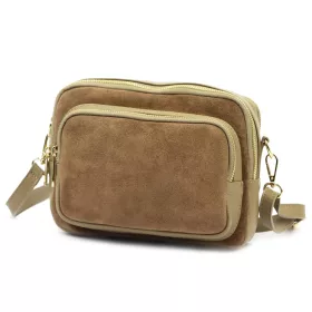    Dámska kožená kabelka cez rameno Luka 25-010 v lieskovo-orieškovej farbe 24 x 16 x 11 cm