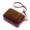  Dámska kožená kabelka cez rameno Luka 25-010 hnedo-baklažánovej fialovej farby 24 x 16 x 11 cm