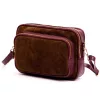  Dámska kožená kabelka cez rameno Luka 25-010 hnedo-baklažánovej fialovej farby 24 x 16 x 11 cm