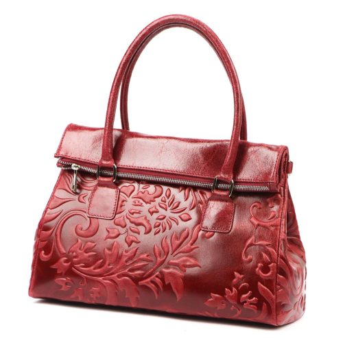  Dámska kožená kabelka cez rameno, crossbody Luka 20-054 MN bordovej farby 36 x 26 x 14 cm