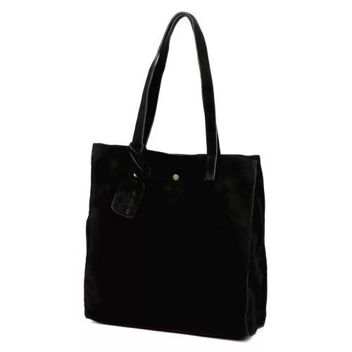  Dámska čierna semišová kožená kabelka cez rameno Luka 25-041 33 x 31 x 11 cm