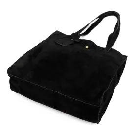    Dámska čierna semišová kožená kabelka cez rameno Luka 25-041 33 x 31 x 11 cm