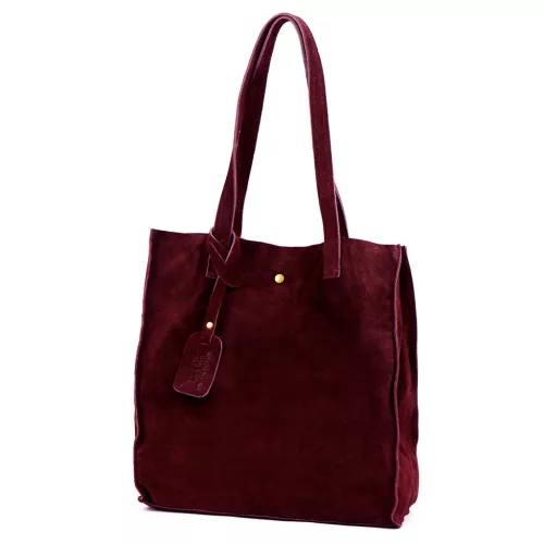  Dámska kožená kabelka cez rameno Luka 25-041 bordovej farby 31 x 33 x 11 cm