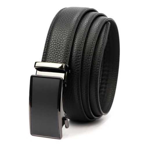  Pánsky čierny kožený opasok Nordee BA003 s automatickou prackou, 120 x 3,5 cm