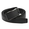  Pánsky čierny kožený opasok Nordee BA003 s automatickou prackou, 125 x 3,5 cm
