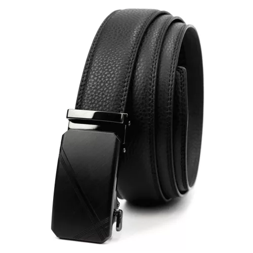  Pánsky čierny automatický opasok z hovädzej kože Nordee BA004 130 x 3,5 cm