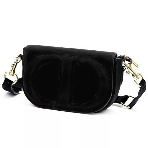  Dámska kožená crossbody kabelka Luka 25-053 čierna 24 x 14 x 8 cm