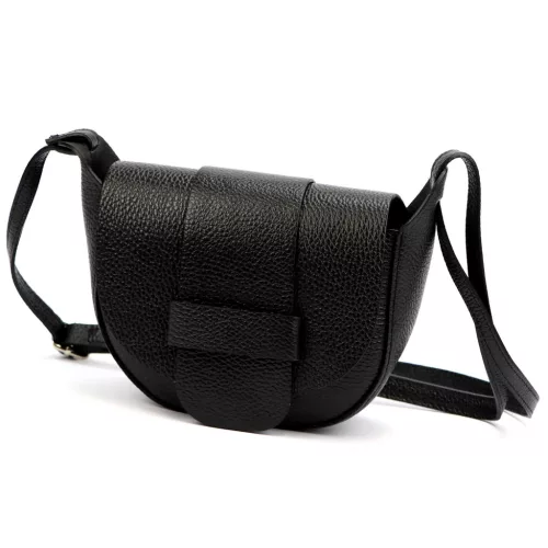  Dámska kožená crossbody kabelka Luka 25-049 čierna 24 x 16 x 9 cm