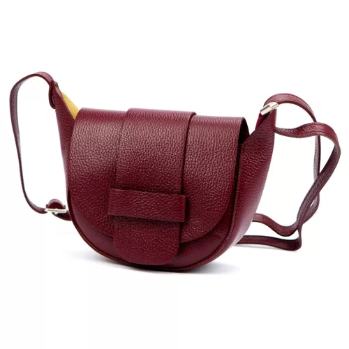  Dámska kožená crossbody kabelka Luka 25-049 bordovej farby 24 x 16 x 9 cm