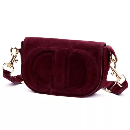  Dámska kožená crossbody kabelka Luka 25-053 bordovej farby 24 x 14 x 8 cm