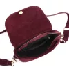  Dámska kožená crossbody kabelka Luka 25-053 bordovej farby 24 x 14 x 8 cm