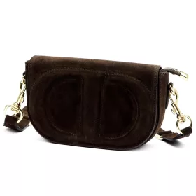   Dámska hnedá kožená crossbody kabelka Luka 25-053 24 x 14 x 8 cm