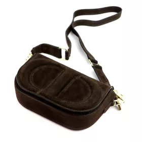    Dámska hnedá kožená crossbody kabelka Luka 25-053 24 x 14 x 8 cm