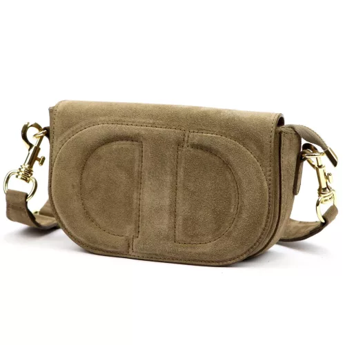  Dámska kožená crossbody kabelka Luka 25-053 béžovej farby 24 x 14 x 8 cm