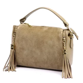    Dámska kožená kabelka Luka 25-059 béžovej farby, taška cez rameno 29 x 17 x 13 cm