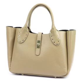   Dámska kožená kabelka cez rameno, crossbody kabelka Luka 25-061 béžovej farby 39 x 26 x 14 cm