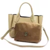 Dámska kožená kabelka cez rameno, crossbody kabelka Luka 25-061 béžovej farby 39 x 26 x 14 cm