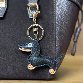    Dámsky čierny doplnok z hovädzej kože Florence BRE-DOG-2 8,5 x 5,5 x 1 cm