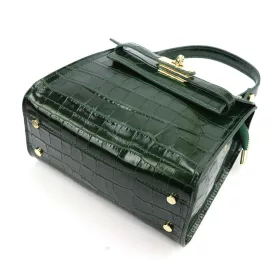    Dámska kožená kabelka Luka 19-17 MN CROCO zelená, taška cez rameno 23 x 19 x 12 cm