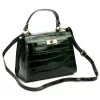  Dámska kožená kabelka Luka 19-17 MN CROCO zelená, taška cez rameno 23 x 19 x 12 cm
